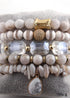 Boho Bracelet, RH Bracelet Set, Cubic Zircon Ball, Natural Stones, in Black and White